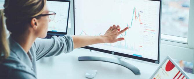 Business woman studying profits