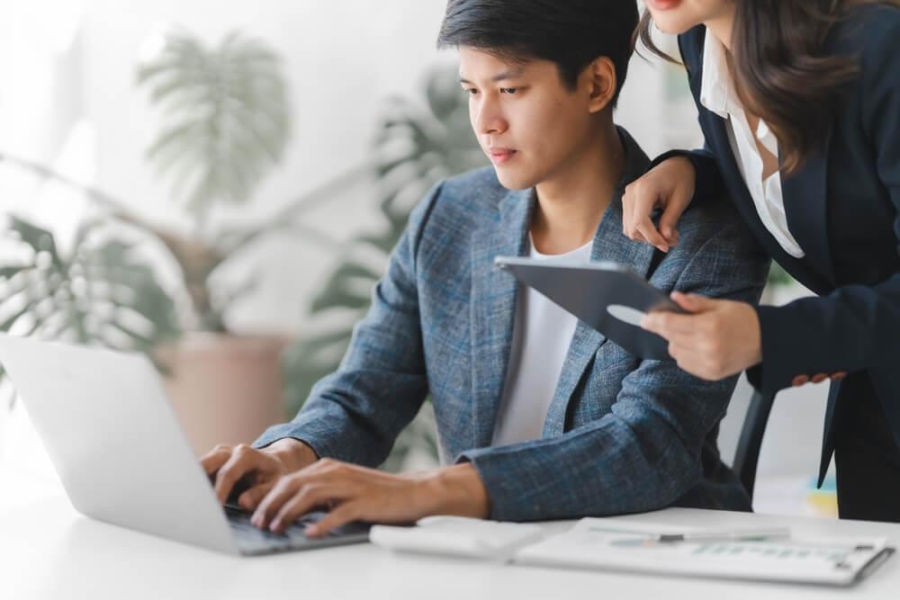 Two business people on a meeting