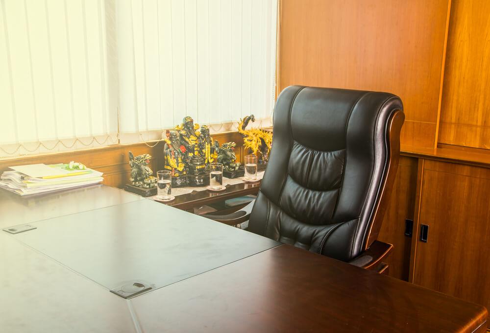 Empty workplace in office, Office for boss with sun illumination